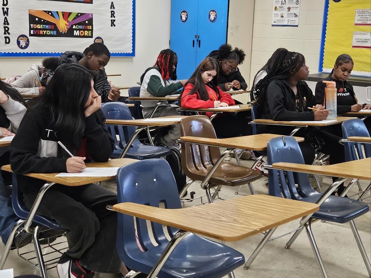 students sitting at desks